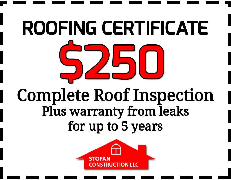 250 coupon for a complete roof inspection from Stofan